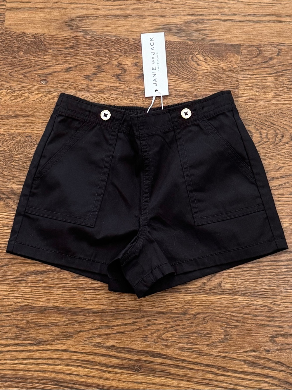 Janie And Jack Black Twill Cuffed Short New With Tags